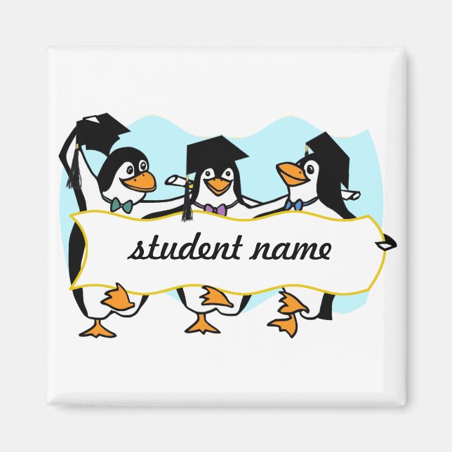 Happy Graduating Dancing Penguins w/Banner Magnet (Vorne)