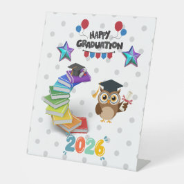 Happy Graduation 2026 - Cute Owl & Books  Sockelschild