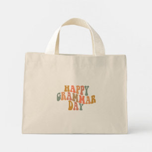 Happy Grammar Day Retro Wavy Mini Stoffbeutel