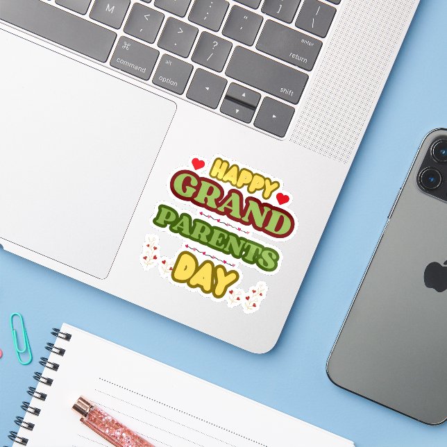 HAPPY GRAND ELTERN DAY AUFKLEBER (Laptop mit iPhone)