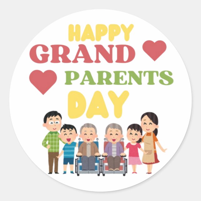 happy grand parent day Tasses Duo Runder Aufkleber (Vorderseite)