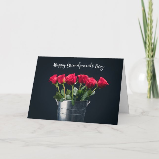 Happy Grandeleltern Day Rote Rosen Karte (Vorderseite)