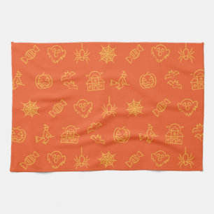 Happy grauenhaftes Halloween-Muster - Orange Geschirrtuch
