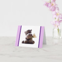 Happy Gray Hippo Holding Daisy, Niedliche Liebe Fo
