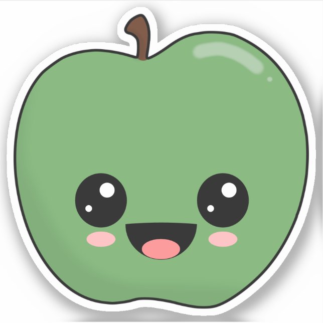 Happy Green Apple Aufkleber (Vorderseite)