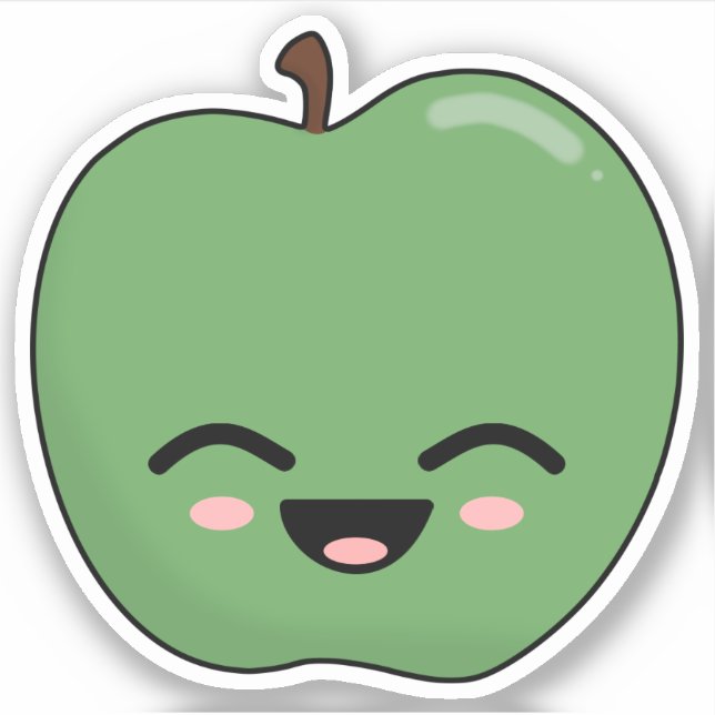 Happy Green Apple Aufkleber (Vorderseite)