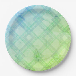 Happy Green & Blue, gelbe Karos Pappteller