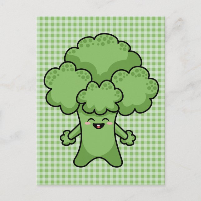 Happy Green Broccoli Postkarte (Vorderseite)