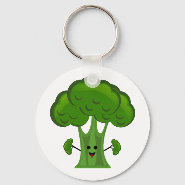 Happy Green Broccoli Schlüsselanhänger (Vorderseite)