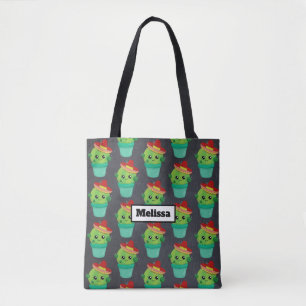 Happy Green Cactus in a Red Sombrero Pattern Tasche
