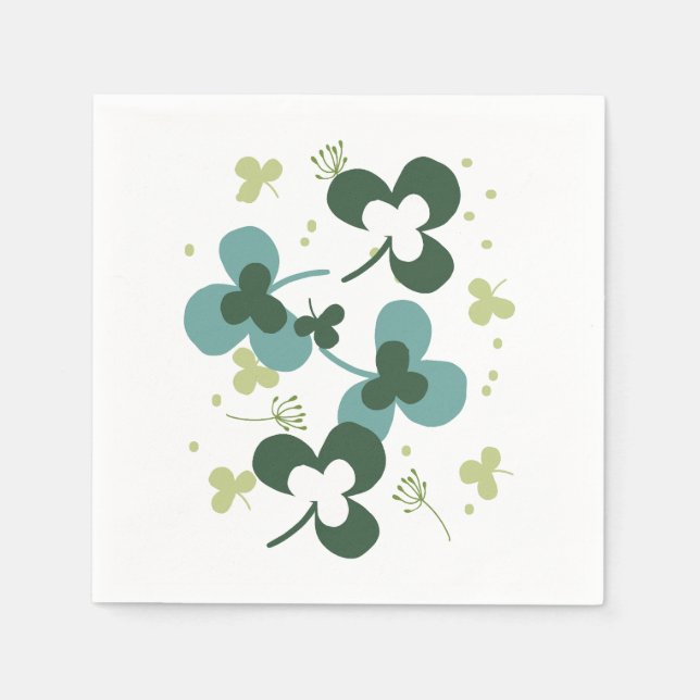 Happy Green Clover Blätter Art II Serviette (Vorderseite)