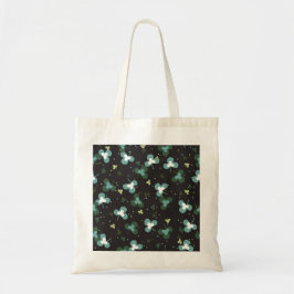 Happy Green Clover Blätter Art Pattern IV Tragetasche