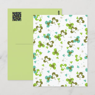 Happy Green Clover Blätter Art Pattern Postcard Postkarte