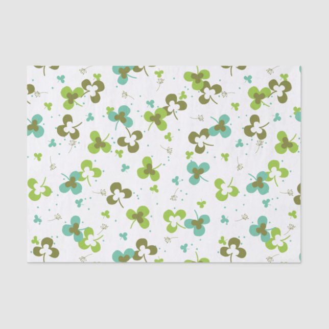 Happy Green Clover Blätter Art Pattern Seidenpapier (Vorderseite)
