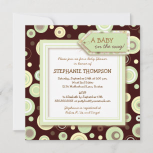 Happy Green Dots Neutral Baby Dusche Einladung