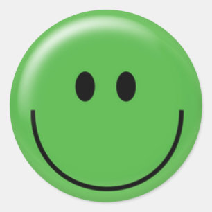 Happy green face runder aufkleber