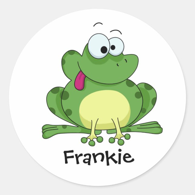 Happy Green Frog Runder Aufkleber (Vorderseite)
