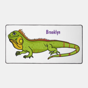 Happy green iguana cartoon
