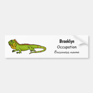 Happy Green iguana Cartoon Illustration Autoaufkleber