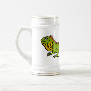 Happy Green iguana Cartoon Illustration Bierglas
