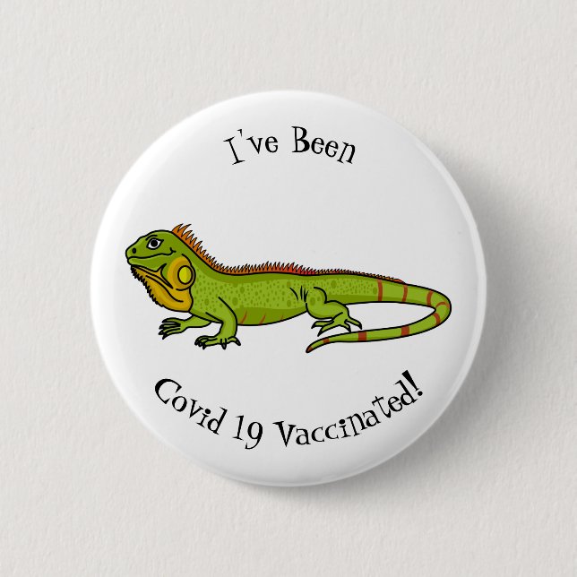 Happy Green iguana Cartoon Illustration Button (Vorderseite)