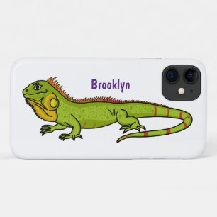 Happy green iguana cartoon illustration Case-Mate iPhone hülle