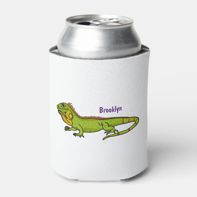 Happy Green iguana Cartoon Illustration Dosenkühler (Kanne Vorderseite)