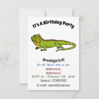 Happy Green iguana Cartoon Illustration