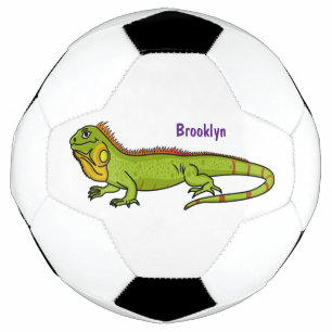 Happy Green iguana Cartoon Illustration Fußball