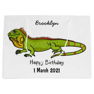 Happy Green iguana Cartoon Illustration Große Geschenktüte