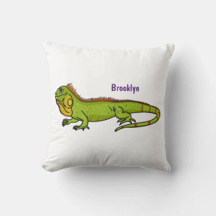 Happy Green iguana Cartoon Illustration Kissen