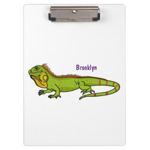 Happy Green iguana Cartoon Illustration Klemmbrett