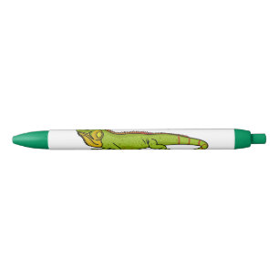 Happy green iguana cartoon illustration kugelschreiber