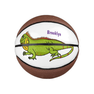 Happy Green iguana Cartoon Illustration Mini Basketball