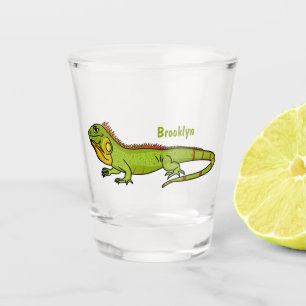 Happy Green iguana Cartoon Illustration Schnapsglas