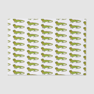 Happy Green iguana Cartoon Illustration Seidenpapier