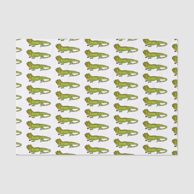Happy Green iguana Cartoon Illustration Seidenpapier (Vorderseite)