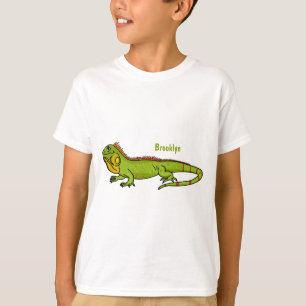Happy Green iguana Cartoon Illustration T-Shirt