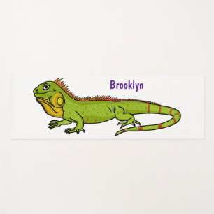 Happy Green iguana Cartoon Illustration Yogamatte
