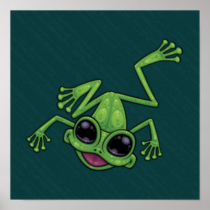 Happy Green Tree Frog Poster