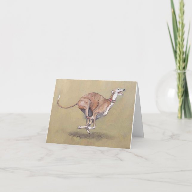 Happy Greyhound Dog Art Note Card Karte (Vorderseite)