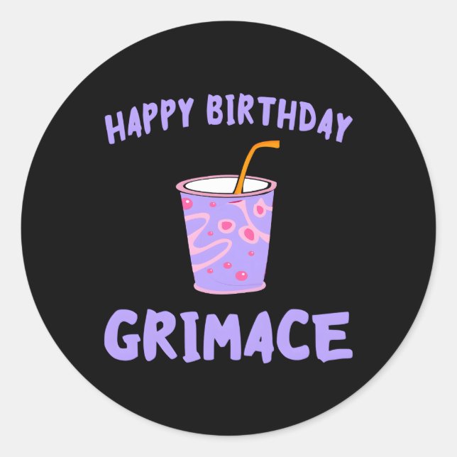 Happy Grimace Lila Milkshake Hbd Runder Aufkleber (Vorderseite)