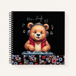 Happy Grizzly Bear, Lächelnder DJ, Music Jungle Notizbuch