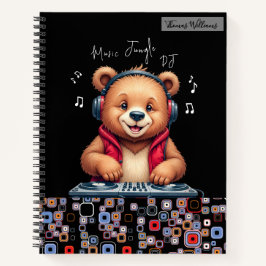 Happy Grizzly Bear, Lächelnder DJ, Music Jungle Notizbuch