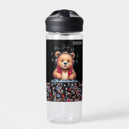 Happy Grizzly Bear, Lächelnder DJ, Music Jungle Trinkflasche
