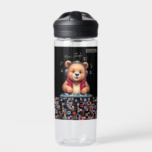 Happy Grizzly Bear, Lächelnder DJ, Music Jungle Trinkflasche