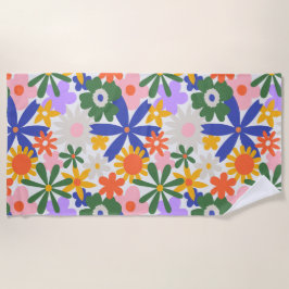 Happy Gross Primary Color Blume Explosion Strandtuch