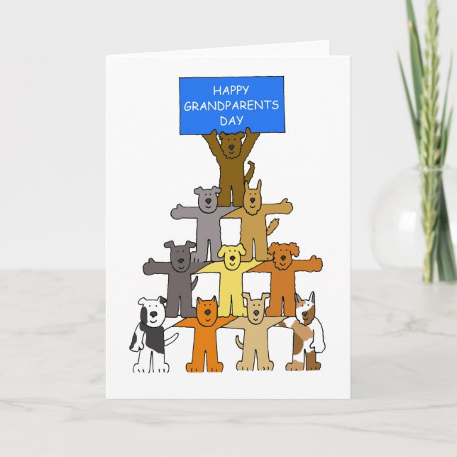 Happy Großeltern Day Cartoon Hunde Karte (Vorderseite)