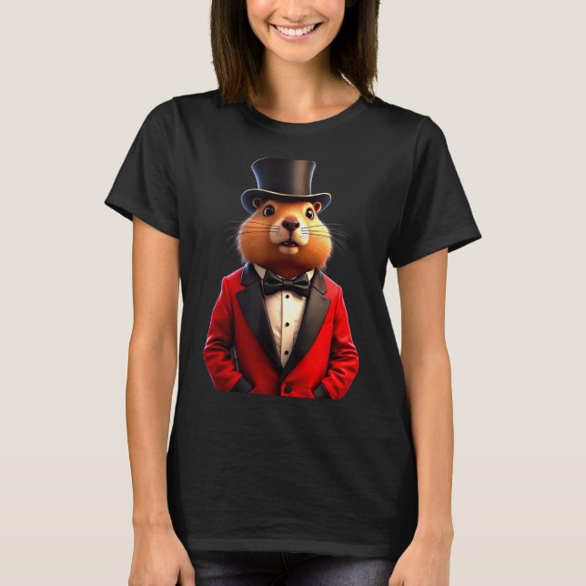 Happy Groundhog Day 2025 Groundhog Gentleman Hat _ T-Shirt (Vorderseite)