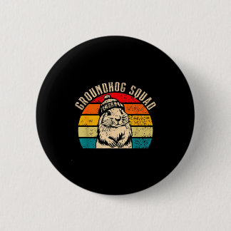 Happy Groundhog Day 2025 Groundhog Squad Woodchuck Button